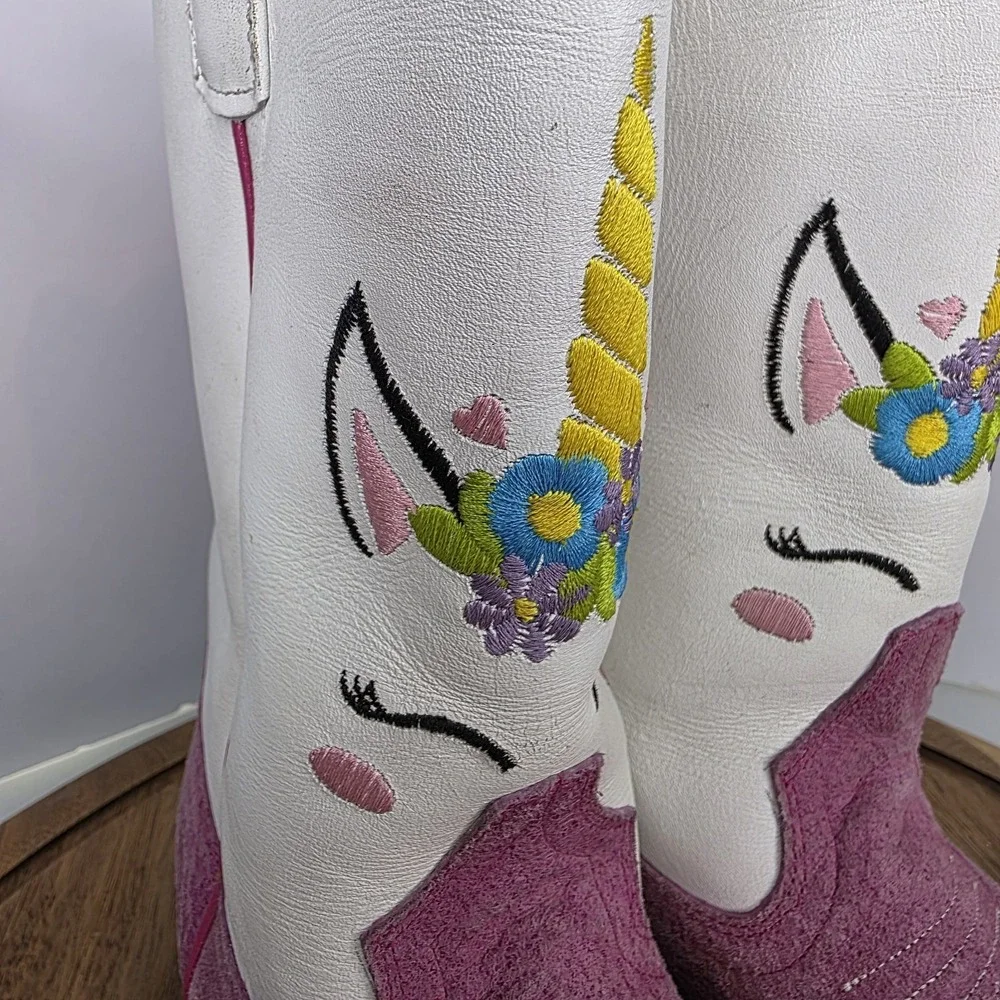 Girls Macie Bean Pink Sinsation Boots Unicorn Embroidery MK9205 Sz‎ 5 Big Kid